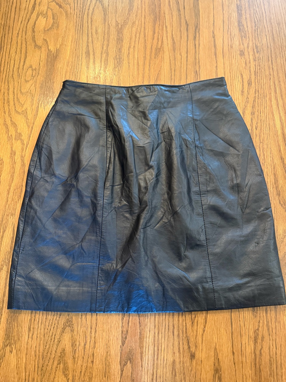 Wilson Black Leather Pencil Skirt with Panel Detailing